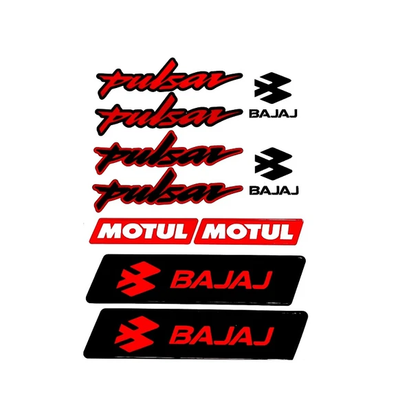 Bajaj Pulsar Sticker (Etiket) Seti Kırmızı A4 Boyut ürün görseli 1