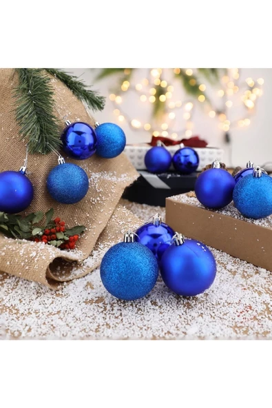 Yenigeldi 12'li Mavi 6 Cm Yılbaşı Topu, Noel Topu, Çam Ağacı Topu,süs Topu ürün görseli 1