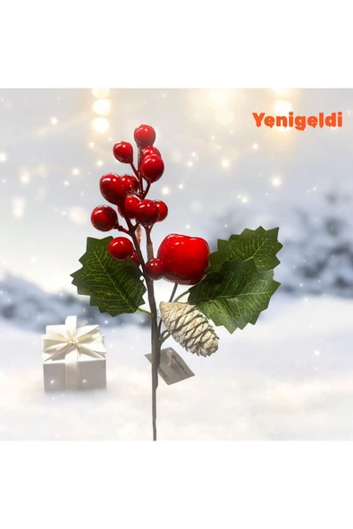 Yenigeldi Yılbaşı Yapay Meyve Dalları Noel Ağacı Dekorasyonu için, Red Berry Kırmızı Meyve Sapları t1191 ürün görseli 1