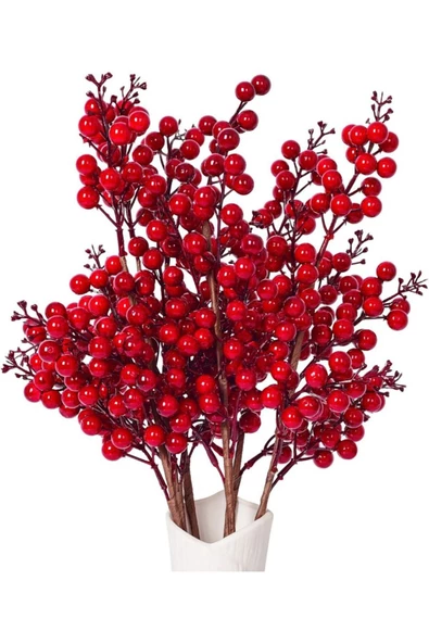 Yenigeldi 10 Adet El Yapımı  Kokina Red Berry Yılbaşı Süs ,   Ev Parti Kış Noel Yılbaşı Süsü t107 ürün görseli 1