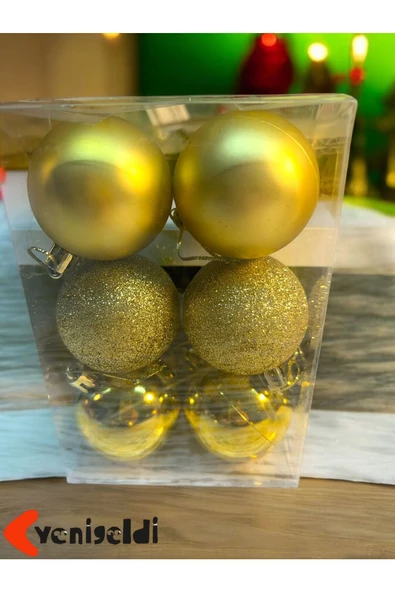 Yenigeldi 6 Adet Gold 5 Cm Yılbaşı Topu, 6 Adet Noel Topu, 6 Adet Çam Ağacı Topu, 6 Süs Topu T-46 ürün görseli 1