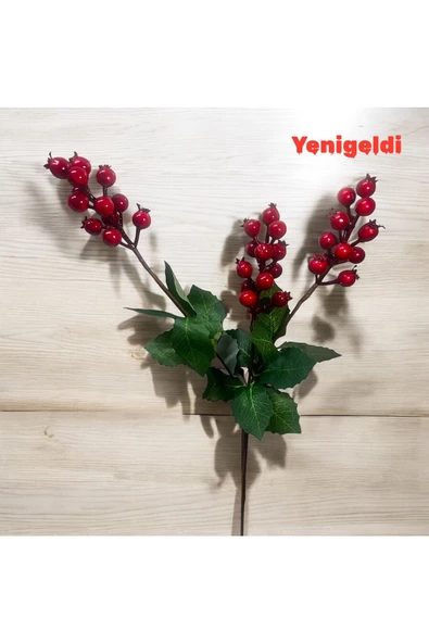 Yenigeldi 4 Adet 3 Dallı Yapraklı 60 Cm Kokina Ve Yapraklı Yılbaşı Süsü Süs Dekorasyon T1124 ürün görseli 1