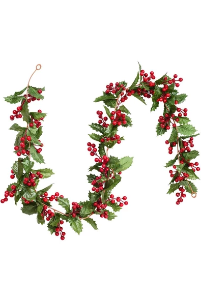 Yenigeldi 1 Adet Kokina Red Berry Yılbaşı Çelenk,   Ev Şömine Parti Kış Noel Yılbaşı Süsü ürün görseli 1