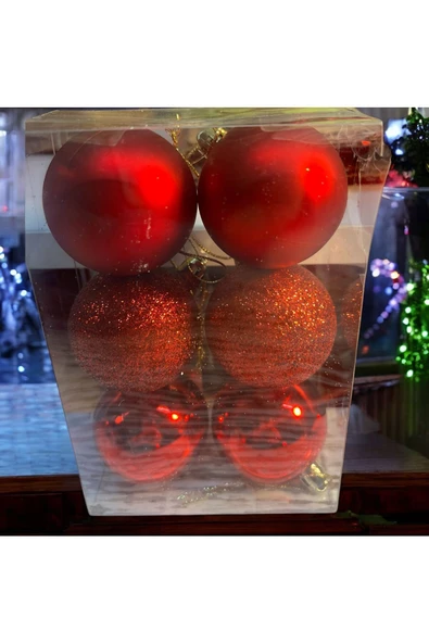 Yenigeldi 6 Adet Kırmızı 5 Cm Yılbaşı Topu, Noel Topu,çam Ağacı Topu, Süs Topu T-47 ürün görseli 1