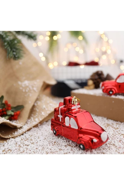 Yenigeldi 2 Adet Araba Şeklinde Çam Ağacı Süsü, Yılbaşı Noel Ağacı Dekorasyonu ürün görseli 1