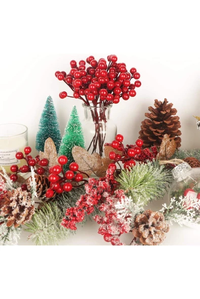 Yenigeldi 4 Adet 17 cm Kokina Red Berry Yılbaşı Süsü Yılbaşı Uğuru  T-105 ürün görseli 1