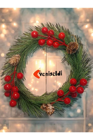 Yenigeldi 1 Adet 20 Cm Kapı Ve Masa Dekorasyonu Yılbaşı Çelenk, Yılbaşı Dekorasyonu , Noel Kapı Çelengi T-73 ürün görseli 1