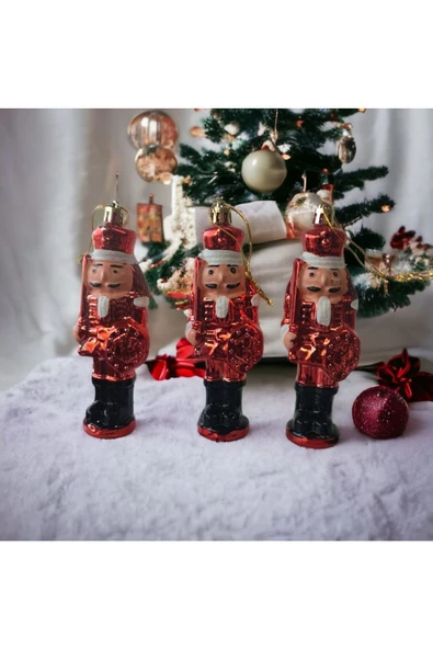 Yenigeldi 3 Adet Fındıkkıran Asker (7 CM) Nutcracker Çam Ağacı Süsü Yılbaşı Doğum Günü Parti Süslemeleri ürün görseli 1