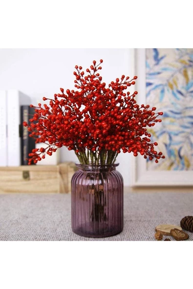 Yenigeldi El Yapımı Kokina Red Berry Yılbaşı Süs , Ev Parti Kış Noel Yılbaşı Süsü ürün görseli 1