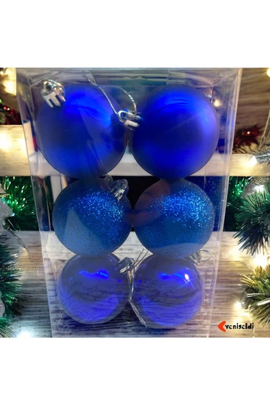 Yenigeldi 6 adet Mavi 6 Cm Yılbaşı Topu, 6 adet Noel Topu, 6 adet Çam Ağacı Topu, 6 adet Süs Topu t-52 ürün görseli 1