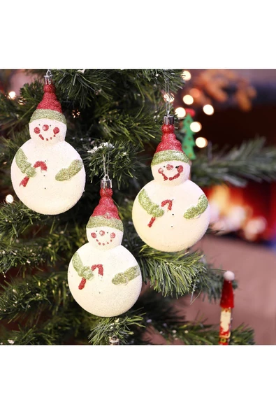 Yenigeldi 3 Adet (14 CM*8 CM) Tombul Kardan Adam Yılbaşı Çam Ağacı Süsü Parti Noel Süslemeleri ürün görseli 1