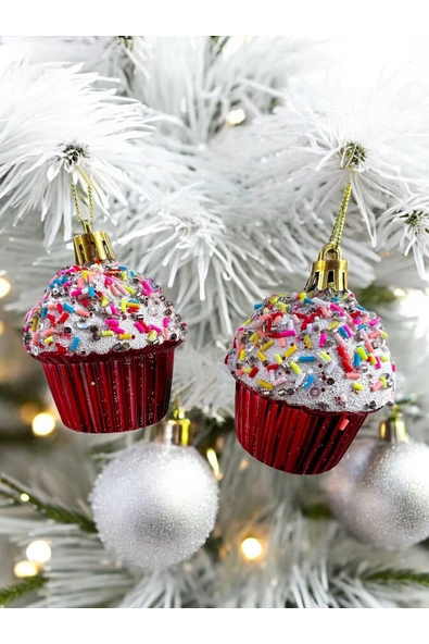 Yenigeldi Kırmızı 6 Cm Cupcake Parti Süslemeleri , Yılbaşı Ağacı Cupcake Yeni Yıl Doğum Günü Partisi Süsü T-74 ürün görseli 1