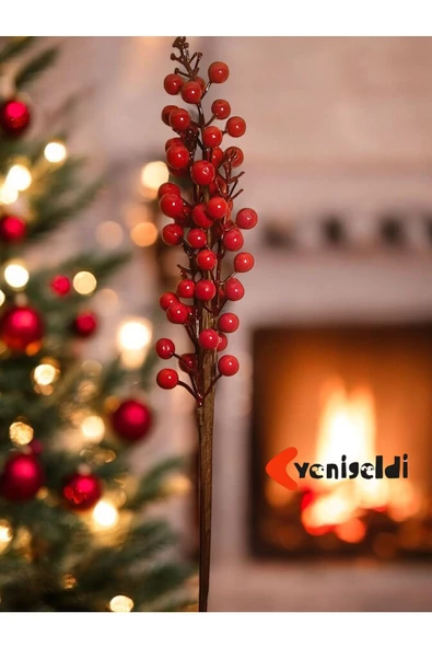 Yenigeldi 4  Adet  65 cm Büyük Boy El Yapımı Uğur Kokina Red Berry Yılbaşı Süsü Süs t1162 ürün görseli 1