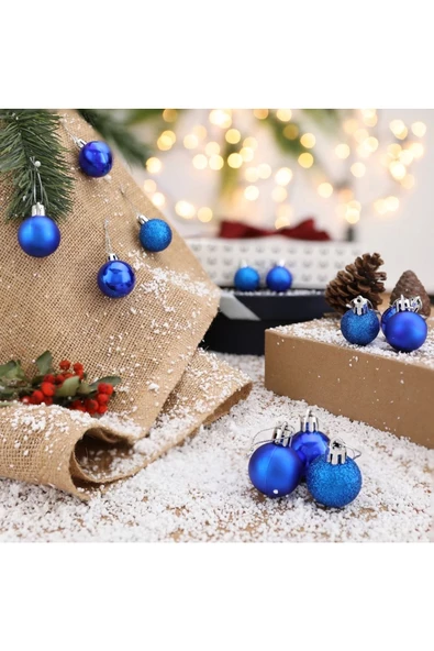 Yenigeldi 12 Li Mavi 3 Cm Yılbaşı Topu , Noel Topu , Çam Ağacı Topu , Süs Topu ürün görseli 1