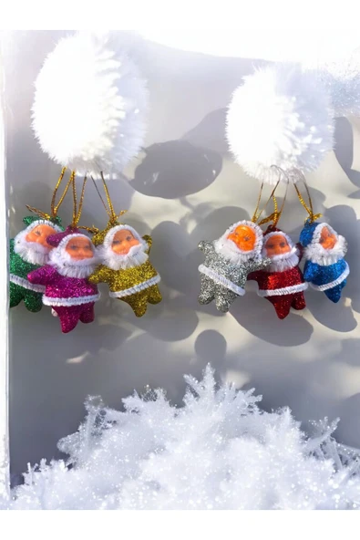 Yenigeldi (5 CM) Parlak Ve Renkli Yılbaşı Noel Baba Süsleri - 6’lı Set ürün görseli 1