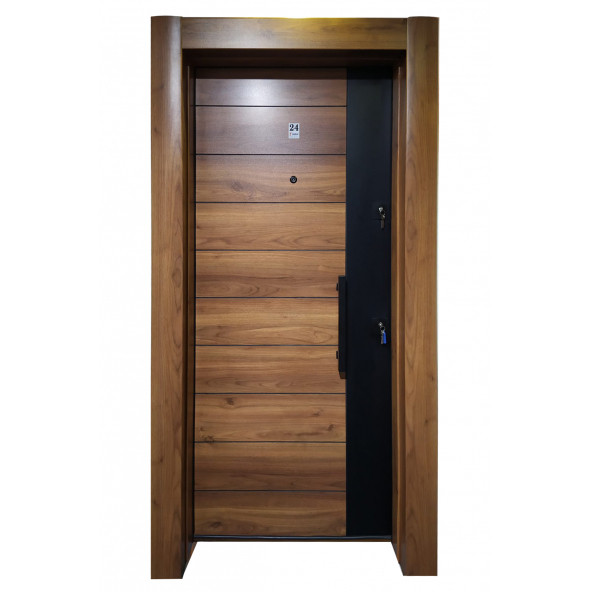 3553 Ahşap Kaplama Kasa Düz Model Daire Kapısı, Çelik Kapı, Villa Kapısı ürün görseli 1