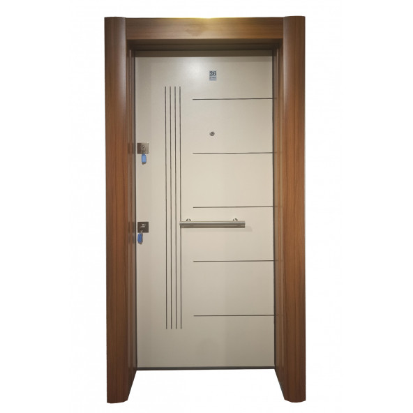 3651 Ahşap Kaplama Düz Model Çelik Kapı, Daire Kapısı, Villa Kapısı ürün görseli 1