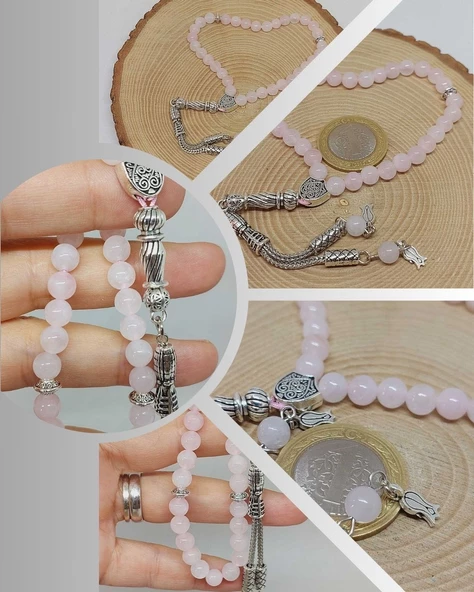 Pembe Kuvars Taşı 33lük Tesbih 6mm (1254) ürün görseli 1