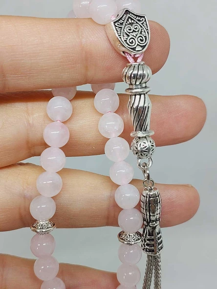 Pembe Kuvars Taşı 33lük Tesbih 6mm (1254) - Resim 2