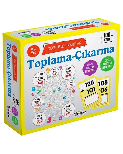 9 Yaş Toplama ve Çıkarma Dört İşlem Kartlar Teleskop Popüler Bilim ürün görseli 1