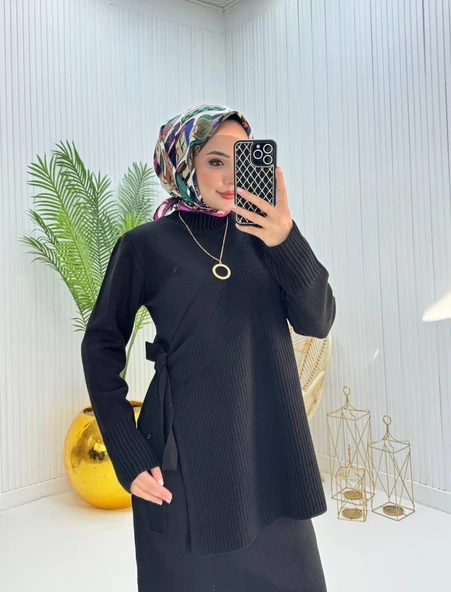VıoShıne Kadın Yelekli Triko Elbise - Resim 3