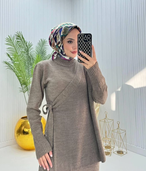 VıoShıne Kadın Yelekli Triko Elbise - Resim 10