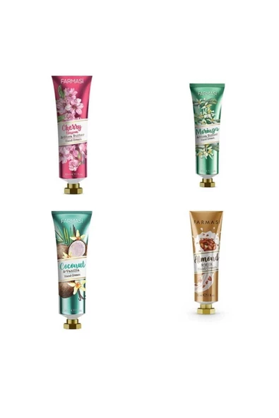 Kiraz Çiçeği 30 Ml & Moringa 30 Ml & Coconut Vanilla 30 Ml & Bademli Sütlü El Kremi 30 Ml 4 Lü ürün görseli 1