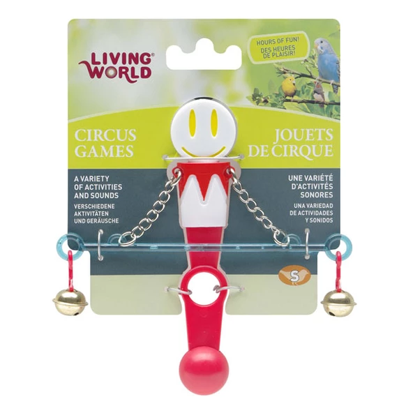 Living World Zilli Denge Çubuğu Kuş Oyuncağı Kırmızı  Beyaz ürün görseli 1