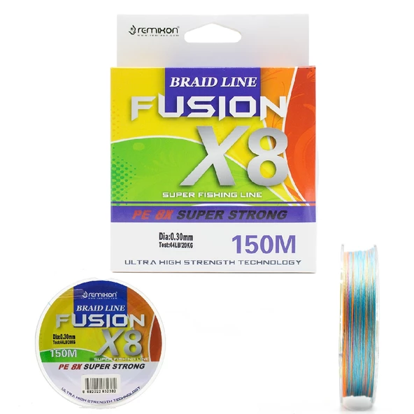 Remixon Fusion 8B Multicolor 150m İp Misina Kalınlık (mm) : 0,16mm ürün görseli 1