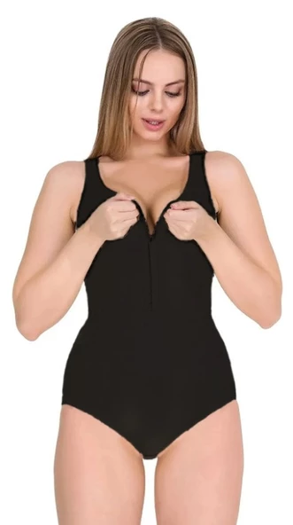 Form Time Kadın Agraflı Kalın Askılı Siyah Çıtçıtlı Body Korse 9109 ürün görseli 1