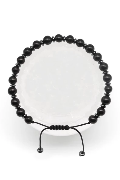 Shungite Doğal Taş Makrome Örme Bileklik Küre Kesim ürün görseli 1