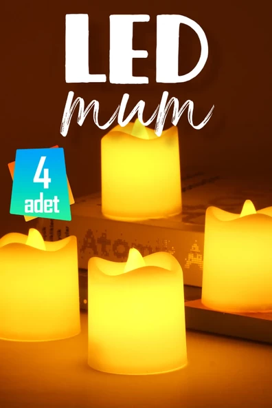 4 Adet Mat Beyaz Mini Led Mum Seti Pilli Dumansız Alevli Ledli Dekoratif Yapay Mum Dekor Işığı ürün görseli 1