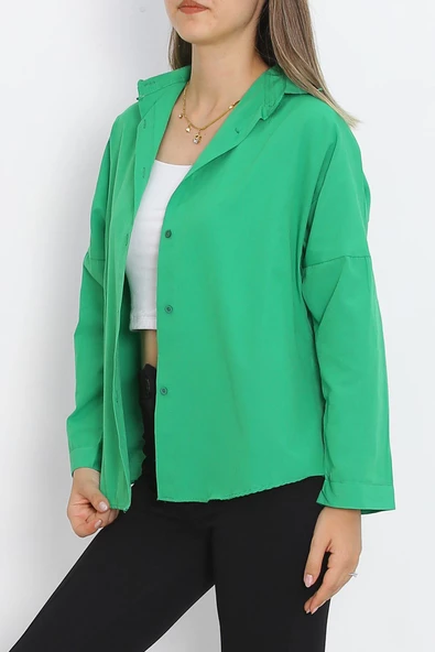 Oversize Gömlek Yeşil12 - Resim 3