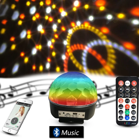Bluetooth Sd Aux Usb Led Disko Lamba Topu Speaker (4172) - Resim 3