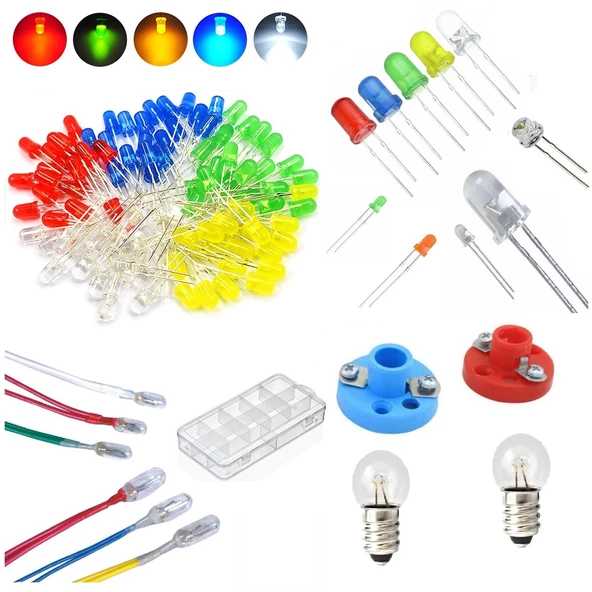 3mm ve 5mm Kutulu Led Seti - 200 Adet (Lamba ve Ampul Duy Hediyeli) ürün görseli 1