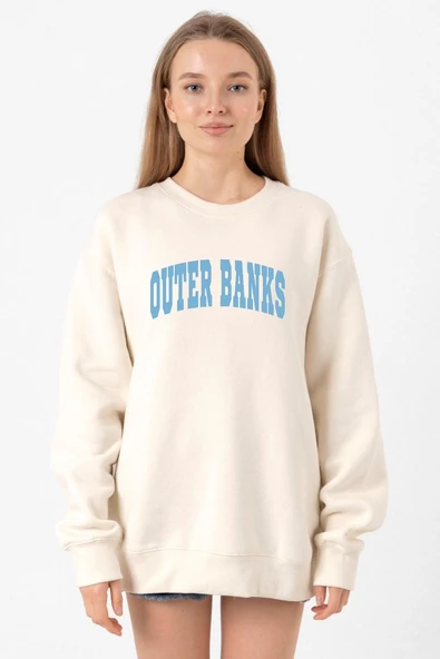 Outer Banks Lettern Ekru Kadın 2ip Sweatshirt ürün görseli 1