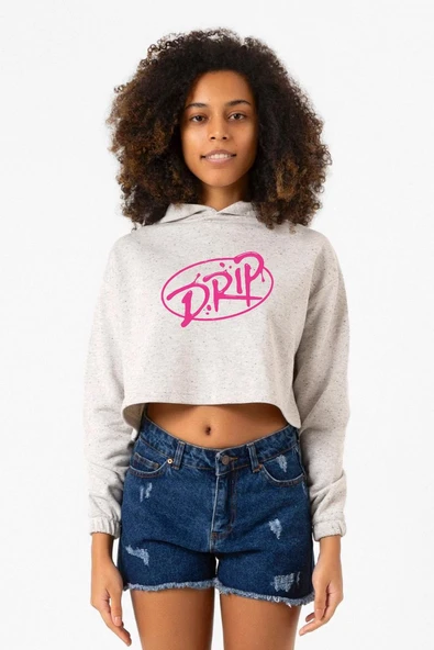 Babymonster Drip Beyaz Kırçıllı Kadın Crop Kapşonlu ürün görseli 1