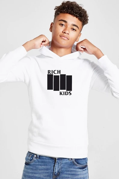 G-Dragon Rich Kids Beyaz Çocuk 3ip Kapşonlu  Sweatshirt ürün görseli 1