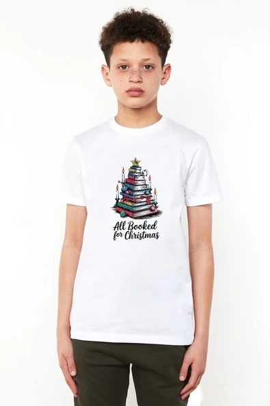 All Booked For Christmas Beyaz Çocuk Bisikletyaka Tshirt ürün görseli 1