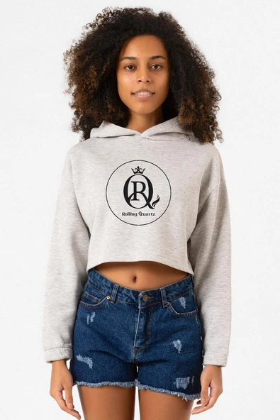 Rolling Quartz Logo Grimelanj Kadın Crop Kapşonlu ürün görseli 1