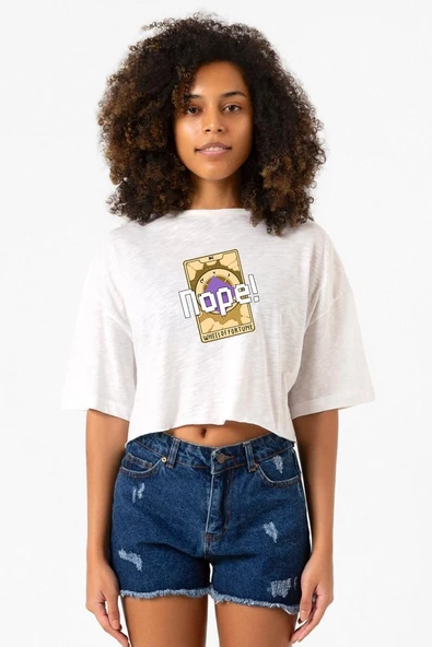 Wheel Of Fortune Nope Beyaz Kırçıllı Kadın Crop Tshirt ürün görseli 1