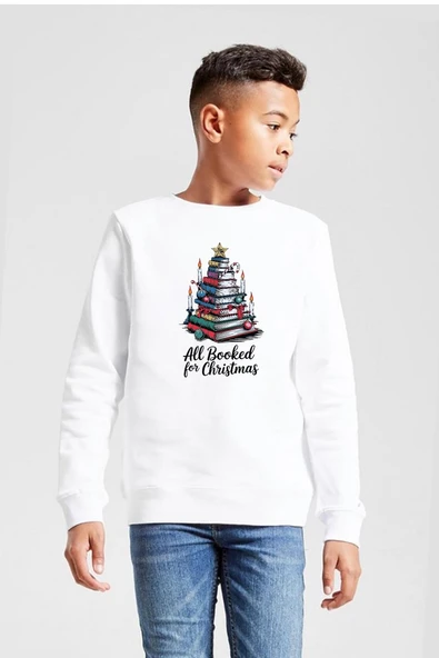 All Booked For Christmas Beyaz Çocuk 2ip Sweatshirt ürün görseli 1