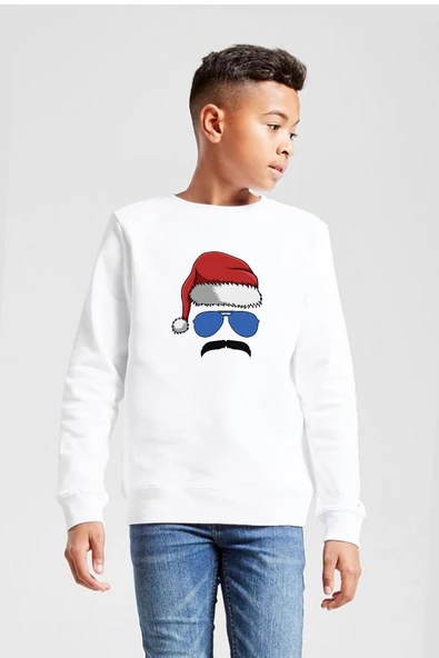 Mustache Christmas Hero Beyaz Çocuk 2ip Sweatshirt ürün görseli 1