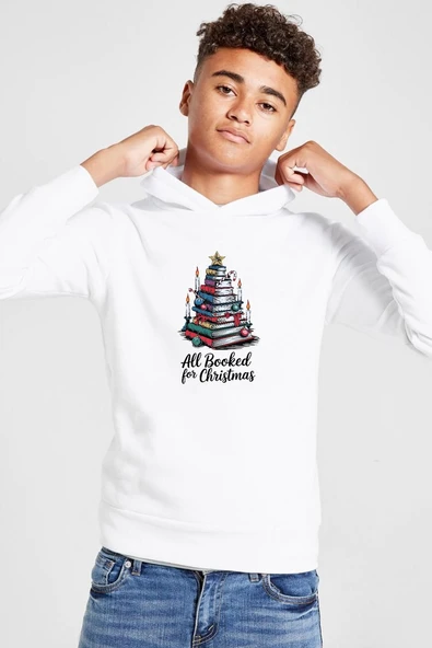 All Booked For Christmas Beyaz Çocuk 3ip Kapşonlu  Sweatshirt ürün görseli 1