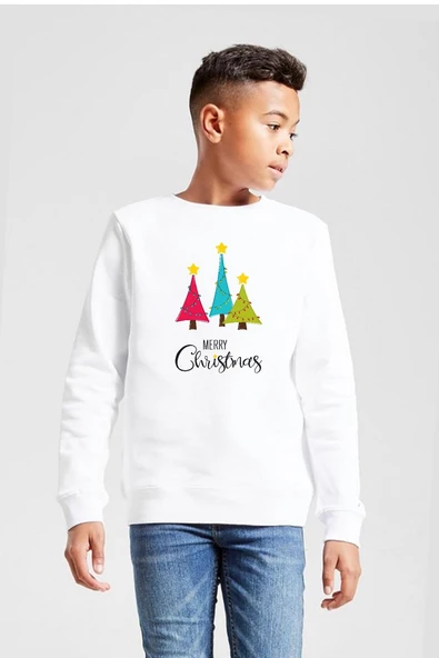 Merry Christmas Beyaz Çocuk 2ip Sweatshirt ürün görseli 1