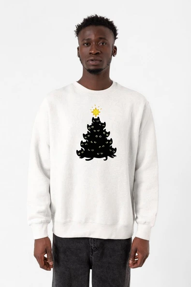 Meowy Christmas Beyaz Erkek 2ip Sweatshirt ürün görseli 1