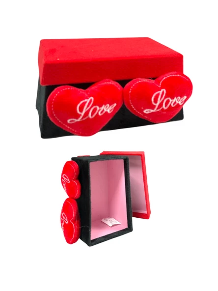 Aytan Gb-4 Kadife Pelüş Love Kalpli Dikdörtgen Hediye Kutusu (25x19x12 Cm) ürün görseli 1