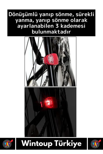 Özel Üretim 3 Yanma Kademeli Suya Dayanıklı Çok Fonksiyonlu Bisiklet Gidonu Feneri 2 Adet ürün görseli 1