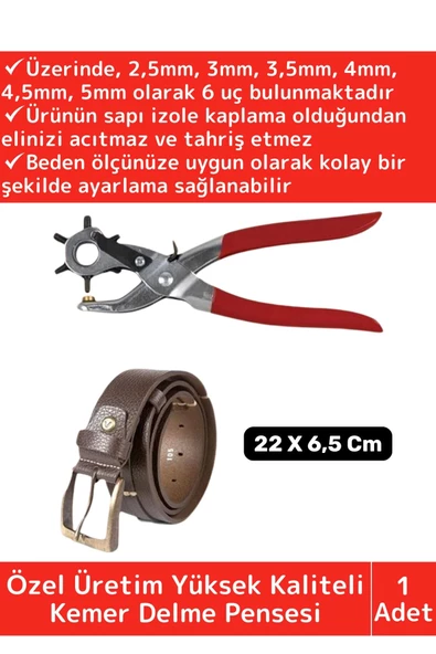 Özel Üretim Yüksek Kaliteli Delik Uç Açıcı Ayarlanabilir 6 Farklı Uçlu Metal Kemer Delme Pensesi ürün görseli 1