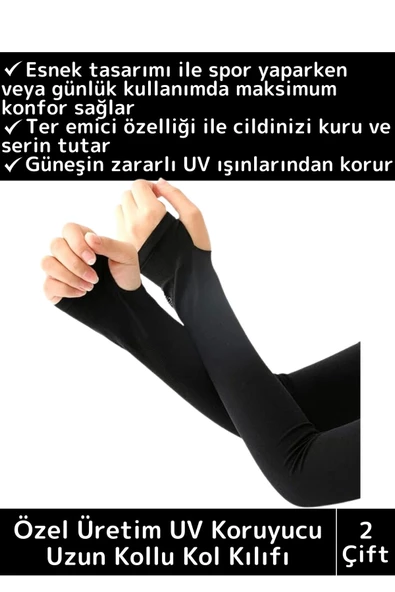 Premium Yüksek Kaliteli UV Koruyucu Esnek Ter Emici Motorsiklet Tesettür Spor Uzun Kol Kılıfı 2 Çift ürün görseli 1